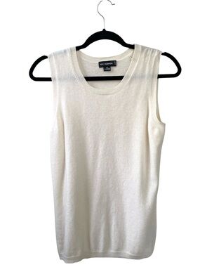 HOLT RENFREW Cashmere Sleeveless Crew Neck Knit Sweater Cream L